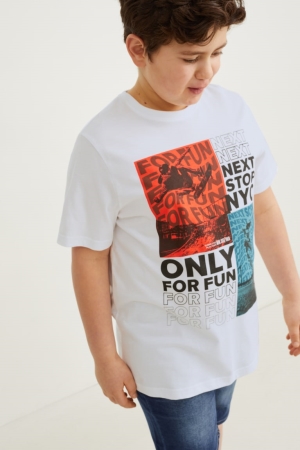C&A Extended Sizes Multipack Of 3 Sleeve T-shirts Jungen Weiß | QKYSI-5019