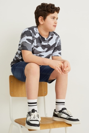 C&A Extended Sizes Multipack Of 3 Sleeve T-shirts Jungen Dunkelgrau Weiß | TNYFH-4295