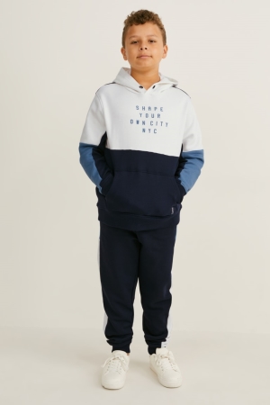 C&A Extended Sizes Set And Joggers 2 Piece Hoodie Mädchen Dunkelblau | FQBJX-4158