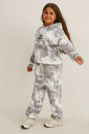 C&A Extended Sizes Set And Joggers 2 Piece Hoodie Mädchen Weiß Grau | VBULK-0482