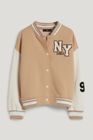 C&A Extended Sizes Zip-through Sweatshirts Mädchen Beige | BZWLA-1287