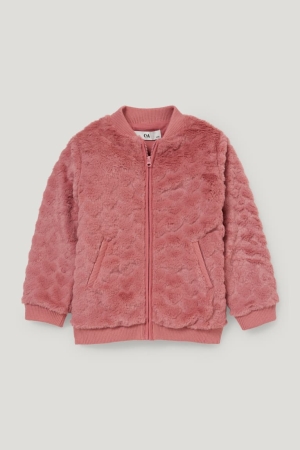 C&A Faux Fur Recycled Hoodie Mädchen Dunkelrosa | ROACX-5238
