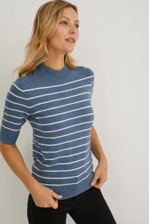 C&A Fine Knit Gestreift Jumper Damen Dunkelblau | AIESG-1694