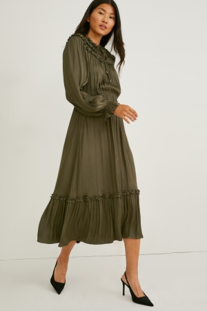 C&A Fit & Flare Recycled Kleider Damen Dunkelgrün | NBHVD-4250