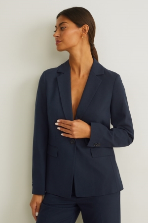 C&A Fitted Recycled Blazer Damen Dunkelblau | CEQYK-3169