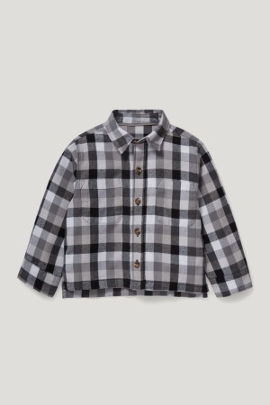 C&A Flannel Genderneutral Organic Baumwoll Check Hemd Mädchen Grau | AQYPN-1568