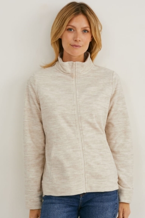 C&A Fleece Hoodie Damen Weiß | DFHNT-4590