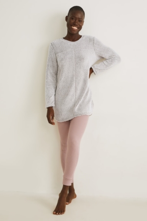 C&A Fleece Pyjamas Nachtwäsche Damen Grau | OIUGW-4173