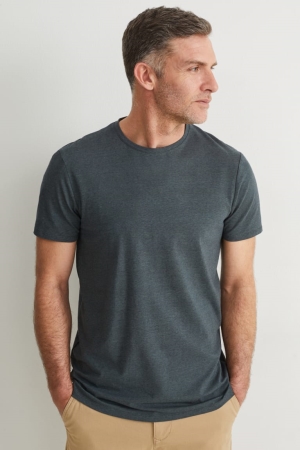 C&A Flex Organic Baumwoll T-shirts Herren Dunkelgrün | WVLUZ-1783