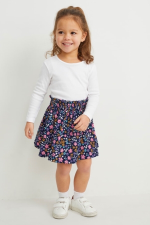C&A Floral Röcke Mädchen Dunkelblau | OWBMZ-4815