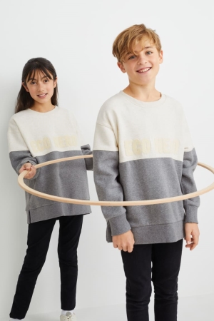 C&A Genderneutral Organic Baumwoll Sweatshirts Mädchen Hellgrau | BWFZS-9170