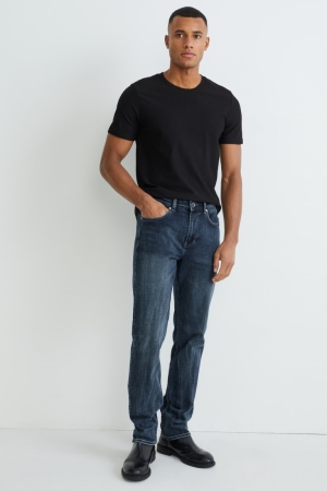 C&A Gerade Lycra® Recycled Baumwoll Jeans Herren Blau | KBVIY-1803