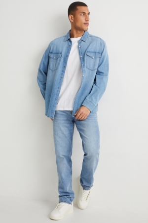 C&A Gerade Organic Baumwoll Jeans Herren Blau Hellblau | KNTMR-5789