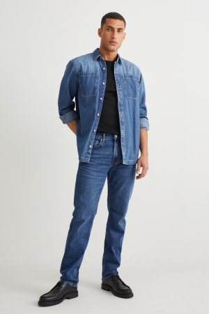 C&A Gerade Organic Baumwoll Jeans Herren Blau | PLXUY-3418