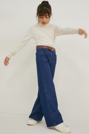 C&A Gerade With Belt Jeans Mädchen Blau | TEUNW-0961