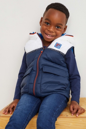 C&A Gesteppt Gilet With Hood Recycled Jacke Mädchen Dunkelblau | AEPZR-1742