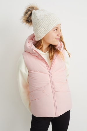 C&A Gesteppt Gilet With Hood Recycled Jacke Mädchen Rosa | HYCQW-4207