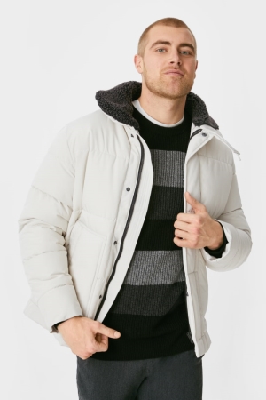C&A Gesteppt Jacke Herren Weiß | AHTWU-3725