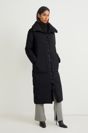 C&A Gesteppt Mäntel Damen Schwarz | MSIXB-7840