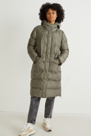 C&A Gesteppt With Hood Bionic-finish®eco Recycled Mäntel Damen Grün | RFPTQ-6174