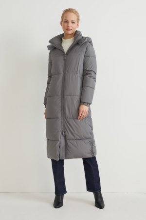 C&A Gesteppt With Hood Bionic-finish®eco Recycled Mäntel Damen Dunkelgrau | UJXHV-7694