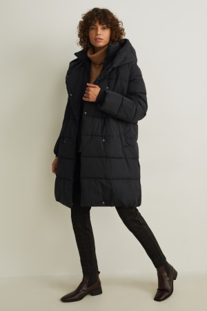 C&A Gesteppt With Hood Bionic-finish®eco Mäntel Damen Schwarz | YWUMB-4710