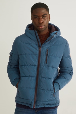 C&A Gesteppt With Hood Jacke Herren Blau | RFWHB-8916