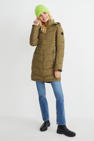 C&A Gesteppt With Hood Mäntel Damen Grün | PDXOT-5120