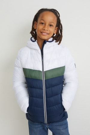 C&A Gesteppt With Hood Recycled Jacke Mädchen Weiß | MUHEI-0179