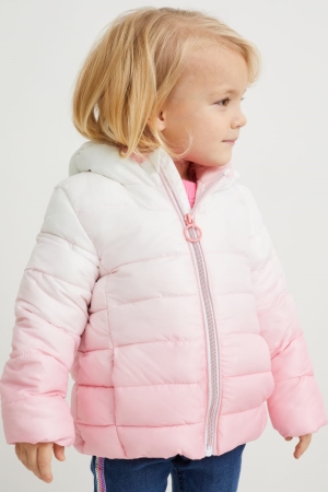 C&A Gesteppt With Hood Recycled Jacke Mädchen Weiß Rosa | QFEDI-6981