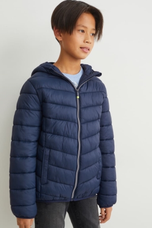 C&A Gesteppt With Hood Recycled Jacke Mädchen Dunkelblau | UPOIT-4692