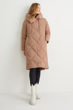 C&A Gesteppt With Hood Recycled Mäntel Damen Grau Braun | SDZMN-6359