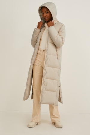 C&A Gesteppt With Hood Recycled Mäntel Damen Grau Braun | TQIPV-4230