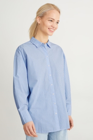 C&A Gestreift Bluse Damen Blau Weiß | SXDWU-4513