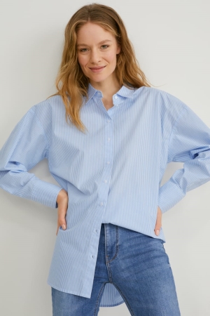 C&A Gestreift Bluse Damen Blau Weiß | TFEXV-7346