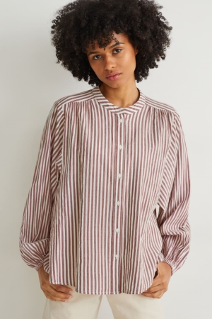 C&A Gestreift Bluse Damen Braun Weiß | YUWIG-9482