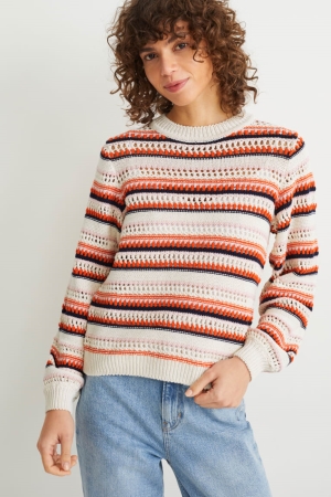 C&A Gestreift Jumper Damen Hellbeige | DRWAL-1540