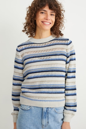 C&A Gestreift Jumper Damen Hellbeige | UJQWX-3947