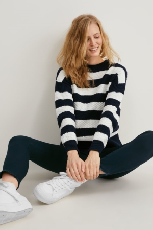 C&A Gestreift Jumper Damen Weiß | XUSJY-2056