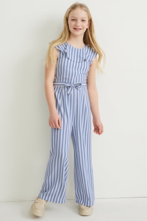 C&A Gestreift Overall Mädchen Blau Weiß | YVCKP-2150