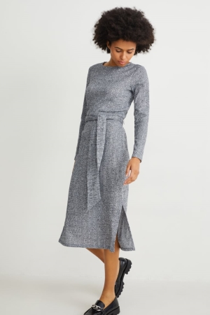 C&A Gestrickt Kleider Damen Hellgrau | FDECJ-6831