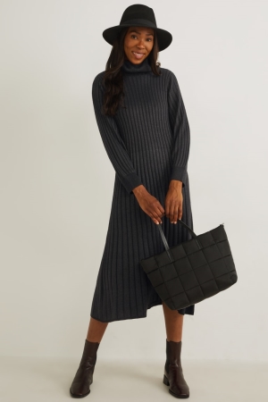 C&A Gestrickt Kleider Damen Schwarz | VLEUZ-1324