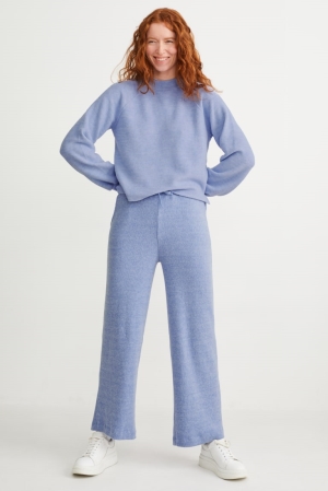 C&A Gestrickt Regular Fit Hosen Damen Hellblau | IBCPH-3821