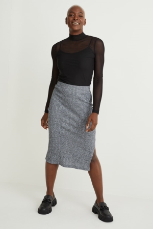 C&A Gestrickt Röcke Damen Grau | VCHNK-3052