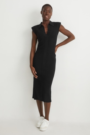 C&A Gestrickt With Livaeco™ Fibres Kleider Damen Schwarz | VPHSY-2365