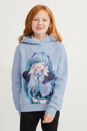 C&A Hatsune Miku Hoodie Mädchen Hellblau | BSYEL-1256
