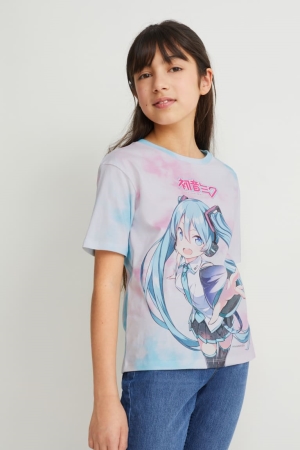 C&A Hatsune Miku Sleeve T-shirts Mädchen Helllila | MHFZW-8614