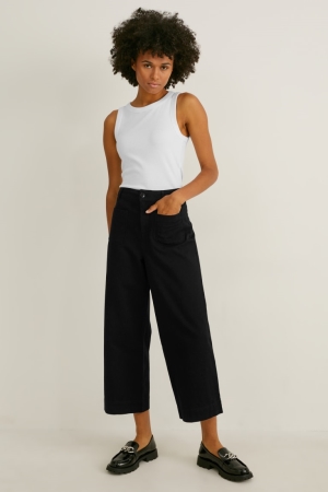 C&A High Taille Weite Leg Hosen Damen Schwarz | ORXFP-5612