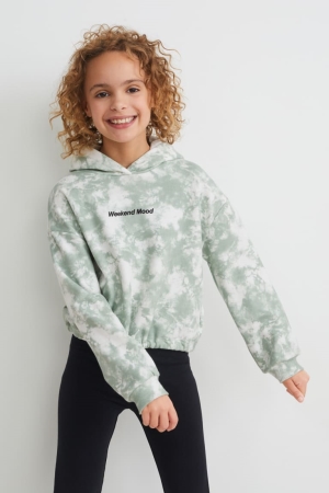 C&A Hoodie Mädchen Weiß Grün | NUDES-6085