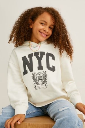 C&A Hoodie Mädchen Weiß | NWPUS-7240